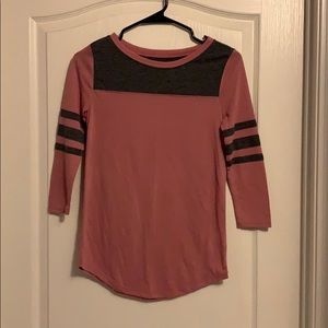 Pink half sleeve baseball tee